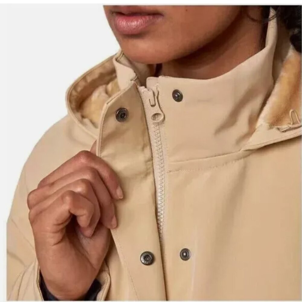 Mondetta Women's Long Soft-Shell Hooded Jacket Tan Small - Picture 2 of 3